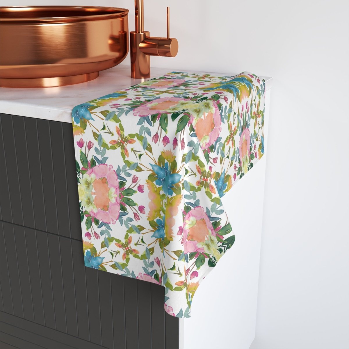 Lime Leaves Floral Bow | Hand Towel - Hand Towel - Piccolo Fiore Prints