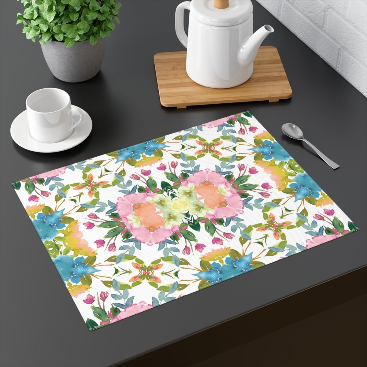 Lime Leaves Floral Bow | Placemat - Cotton Twill Placemat - Piccolo Fiore Prints