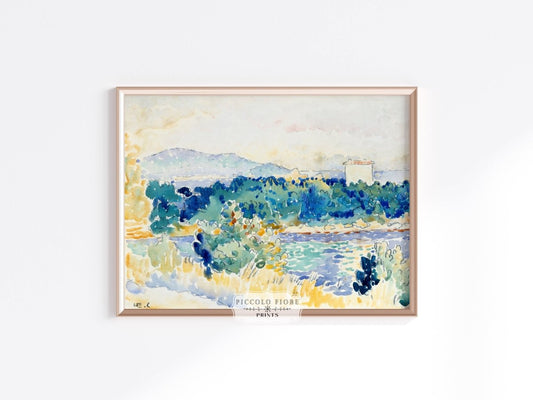 Meditteranean Landscape with a White House | P66 - Single Art Prints - Piccolo Fiore Prints