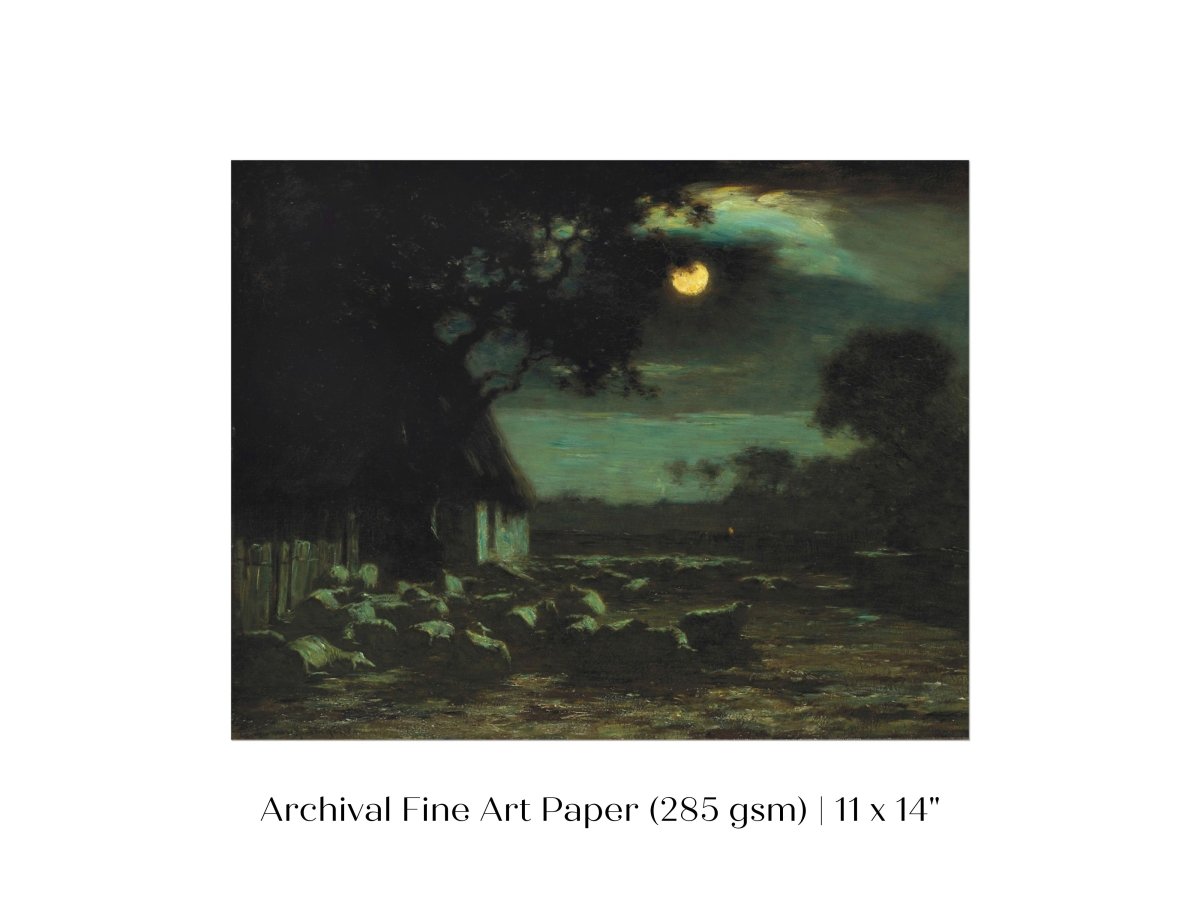 Moonlit Sheepyard | P195 - Single Art Prints - Piccolo Fiore Prints