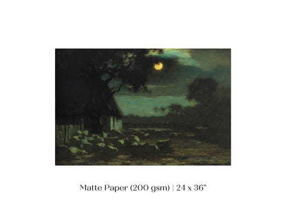 Moonlit Sheepyard | P195 - Single Art Prints - Piccolo Fiore Prints