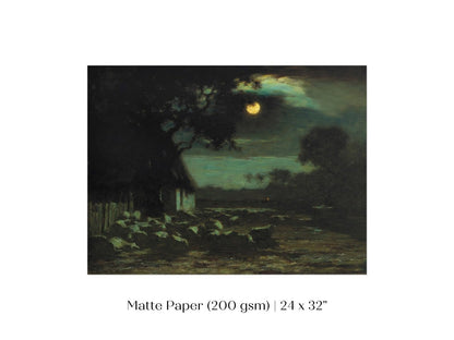Moonlit Sheepyard | P195 - Single Art Prints - Piccolo Fiore Prints