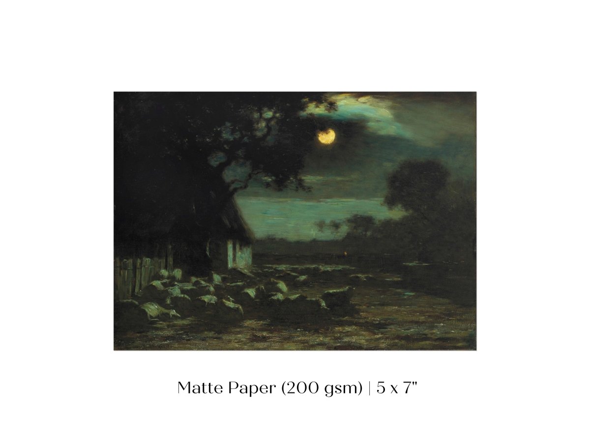 Moonlit Sheepyard | P195 - Single Art Prints - Piccolo Fiore Prints