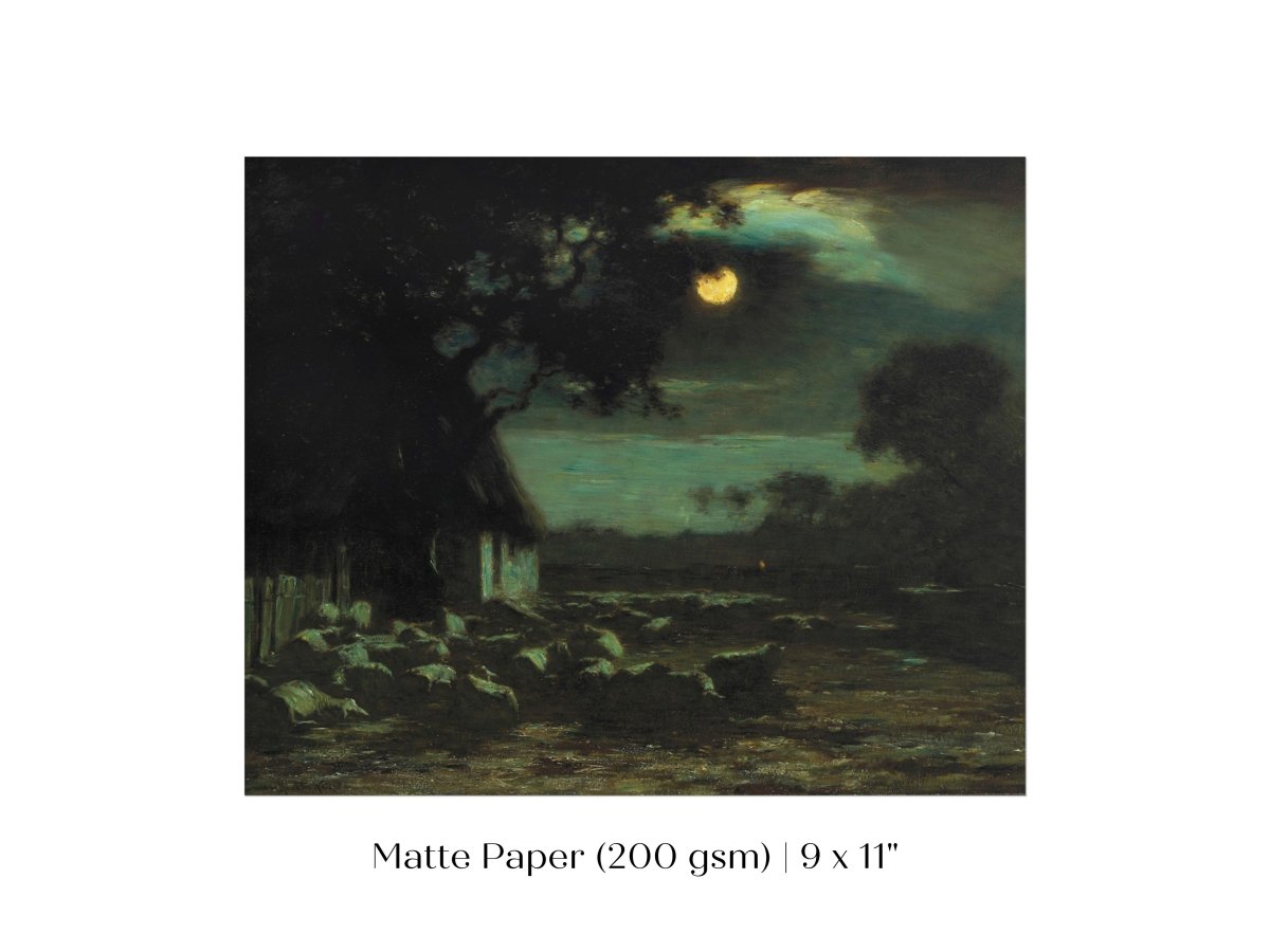 Moonlit Sheepyard | P195 - Single Art Prints - Piccolo Fiore Prints
