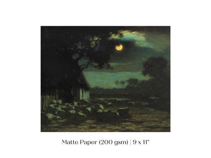 Moonlit Sheepyard | P195 - Single Art Prints - Piccolo Fiore Prints