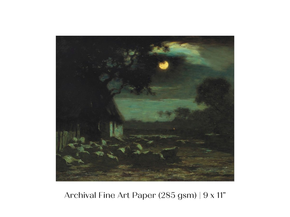 Moonlit Sheepyard | P195 - Single Art Prints - Piccolo Fiore Prints