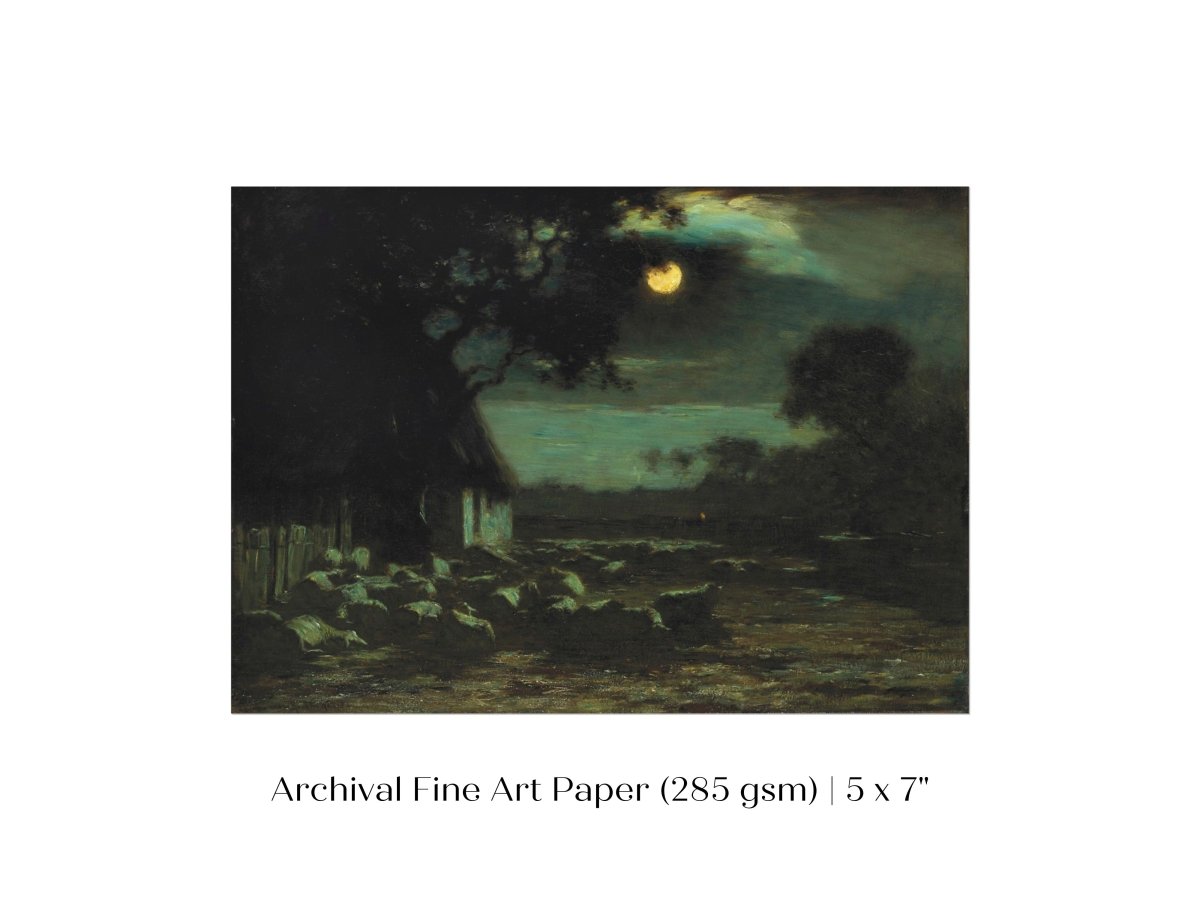 Moonlit Sheepyard | P195 - Single Art Prints - Piccolo Fiore Prints