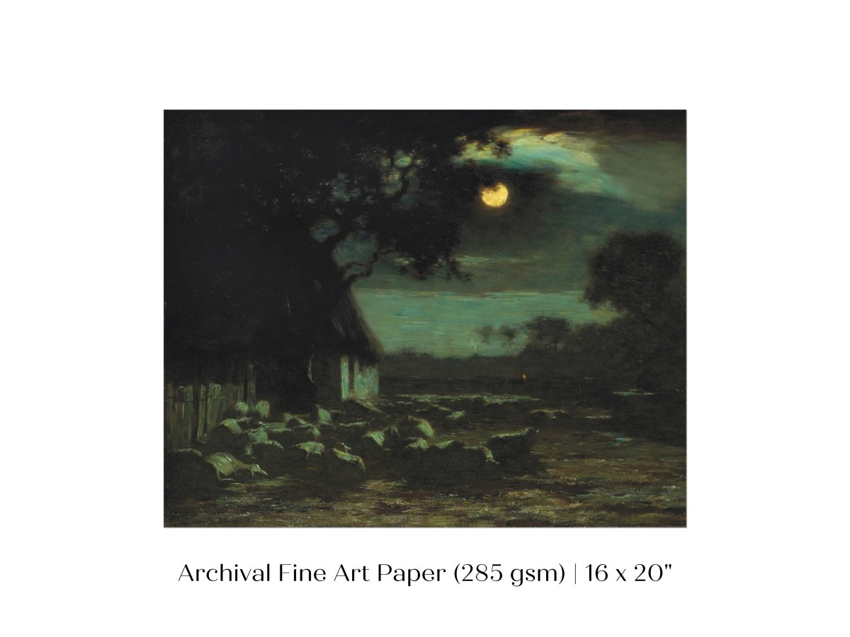 Moonlit Sheepyard | P195 - Single Art Prints - Piccolo Fiore Prints