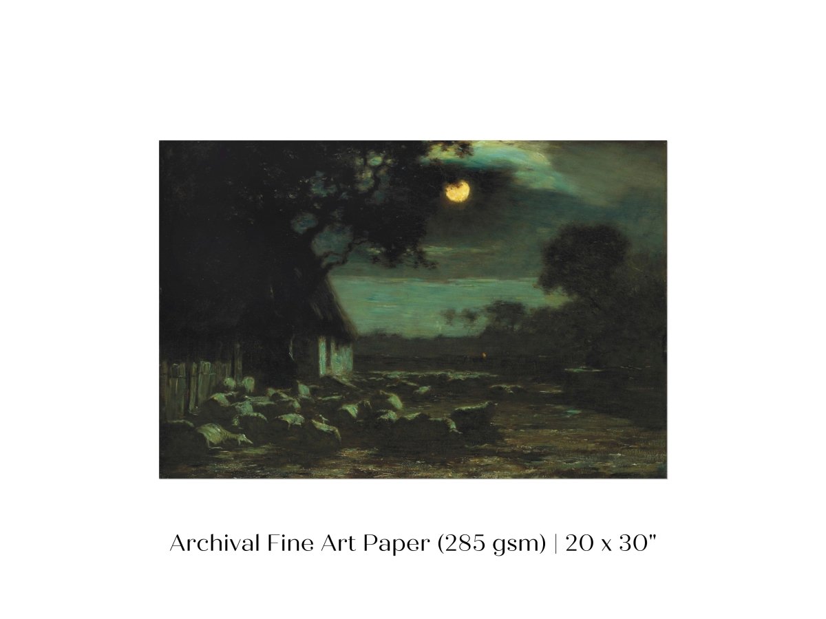 Moonlit Sheepyard | P195 - Single Art Prints - Piccolo Fiore Prints