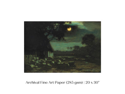 Moonlit Sheepyard | P195 - Single Art Prints - Piccolo Fiore Prints