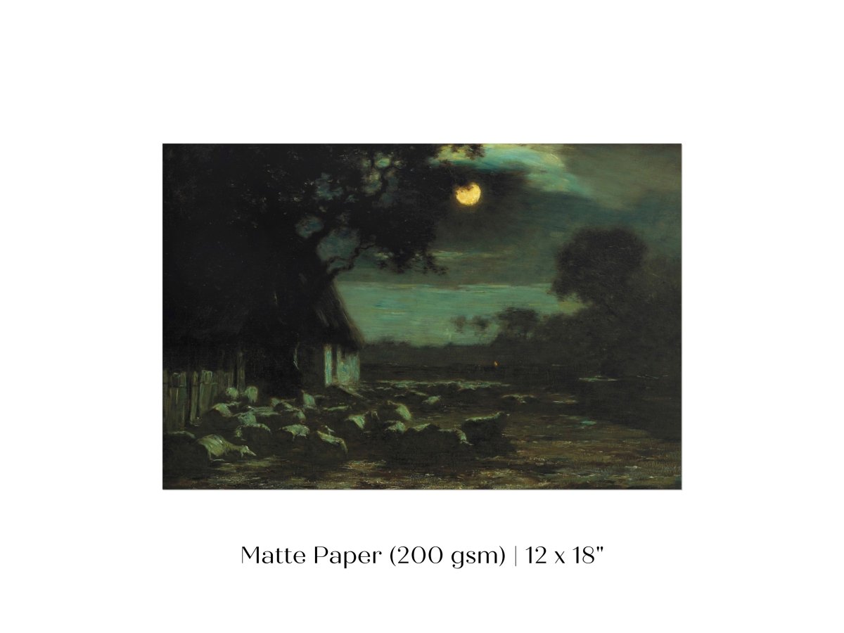 Moonlit Sheepyard | P195 - Single Art Prints - Piccolo Fiore Prints