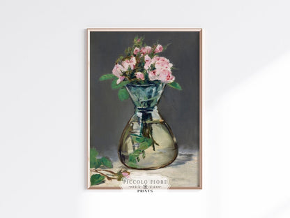 Moss Roses in a Vase | P132 - Single Art Prints - Piccolo Fiore Prints
