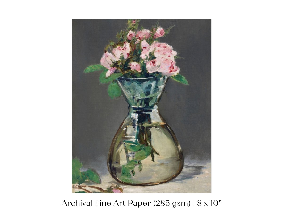 Moss Roses in a Vase | P132 - Single Art Prints - Piccolo Fiore Prints