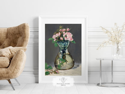 Moss Roses in a Vase | P132 - Single Art Prints - Piccolo Fiore Prints