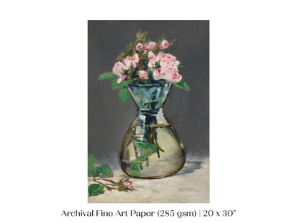 Moss Roses in a Vase | P132 - Single Art Prints - Piccolo Fiore Prints