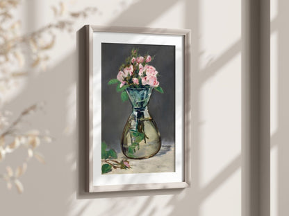 Moss Roses in a Vase | P132 - Single Art Prints - Piccolo Fiore Prints