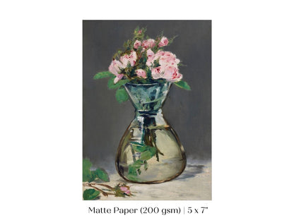 Moss Roses in a Vase | P132 - Single Art Prints - Piccolo Fiore Prints
