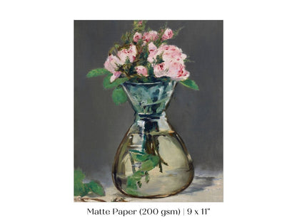 Moss Roses in a Vase | P132 - Single Art Prints - Piccolo Fiore Prints