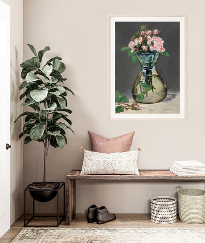 Moss Roses in a Vase | P132 - Single Art Prints - Piccolo Fiore Prints