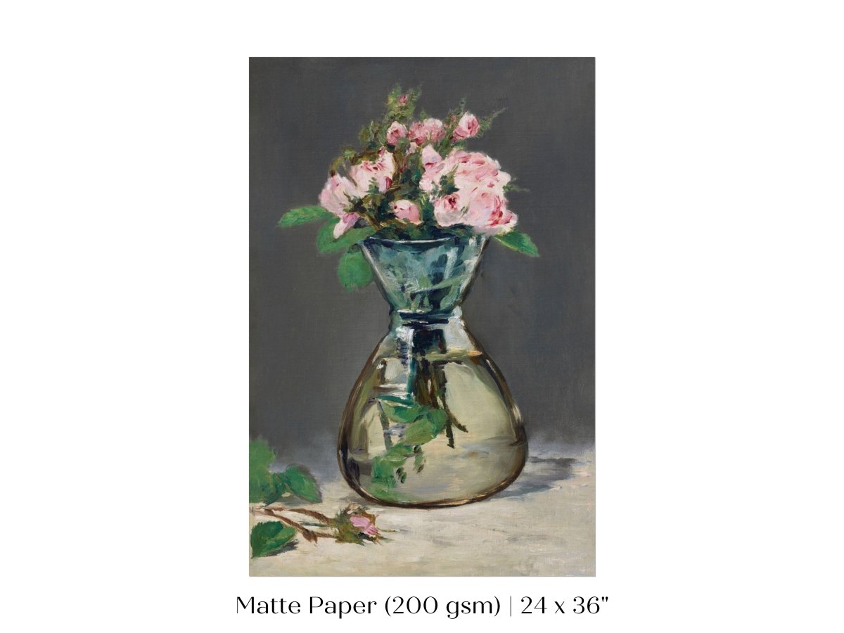 Moss Roses in a Vase | P132 - Single Art Prints - Piccolo Fiore Prints
