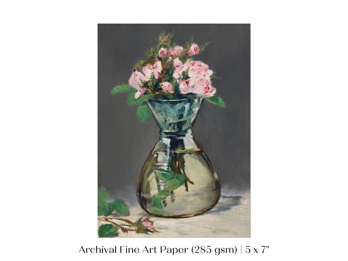 Moss Roses in a Vase | P132 - Single Art Prints - Piccolo Fiore Prints