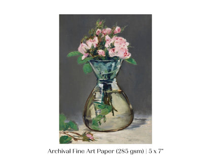 Moss Roses in a Vase | P132 - Single Art Prints - Piccolo Fiore Prints
