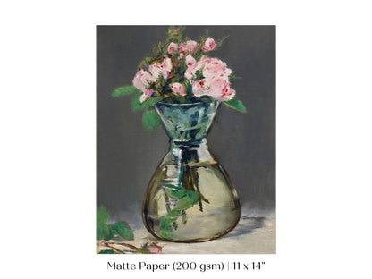 Moss Roses in a Vase | P132 - Single Art Prints - Piccolo Fiore Prints