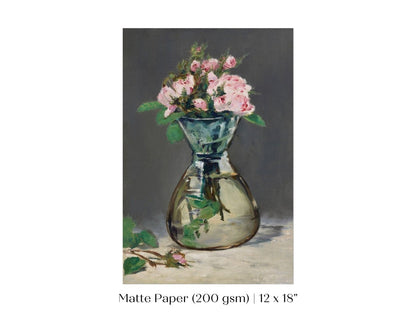 Moss Roses in a Vase | P132 - Single Art Prints - Piccolo Fiore Prints