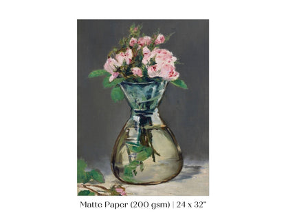 Moss Roses in a Vase | P132 - Single Art Prints - Piccolo Fiore Prints