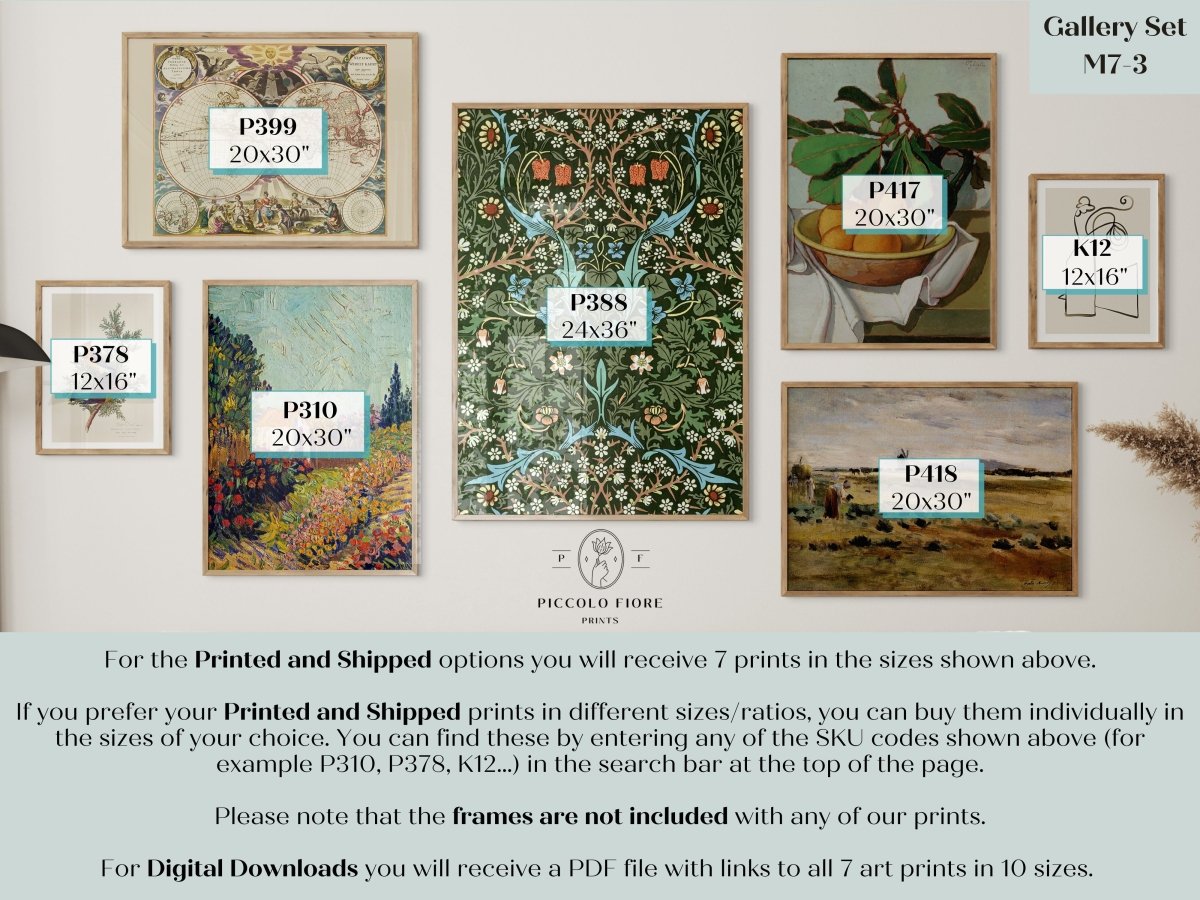 Muted Countryside | 7 Prints| M7 - 3 - Gallery Wall Set - Piccolo Fiore Prints