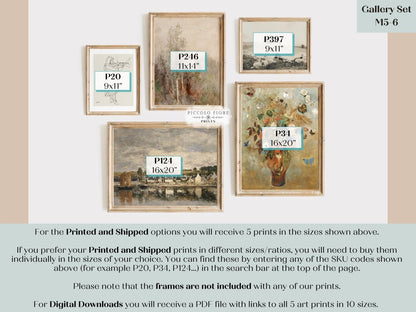Muted Countryside | Gallery Wall Set | 5 Prints | M5 - 6 - Gallery Wall Set - Piccolo Fiore Prints