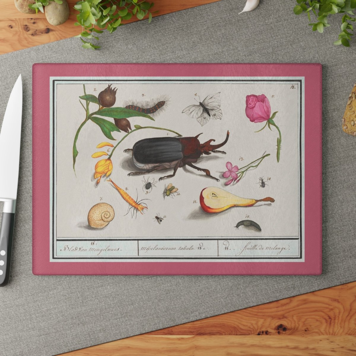 Natural History Ensemble No. 18 | Glass Chopping Board - Glass Chopping Board - Piccolo Fiore Prints