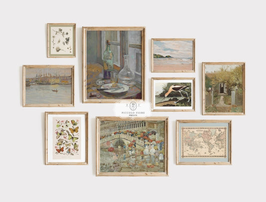 Neutral Sage and Beige | Gallery Wall Set | 9 Prints | M9 - 1 - Gallery Wall Set - Piccolo Fiore Prints