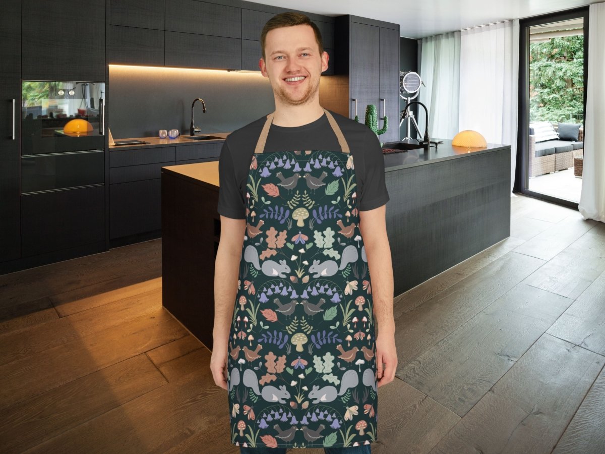New Forest Inhabitants in Dark Green | Apron - Aprons - Piccolo Fiore Prints