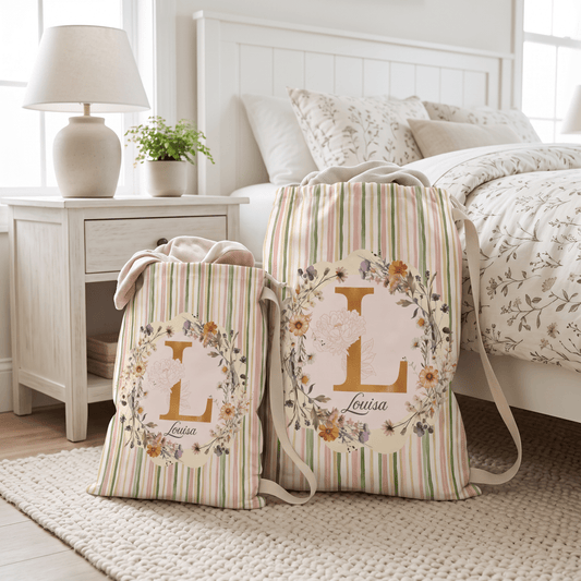 Oak & Blossom Personalised Laundry Bag | Floral Monogram Storage Bag - Laundry Bag - Piccolo Fiore Prints