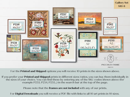 Orange and Pastel Green Eclectic | Gallery Wall Set | 10 Prints | S10 - 6 - Gallery Wall Set - Piccolo Fiore Prints