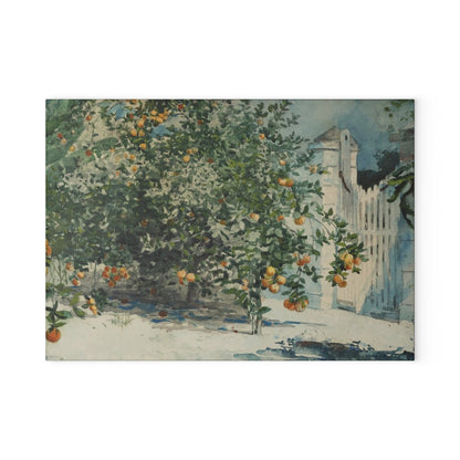 Orange Trees and Gate | Glass Chopping Board - Glass Chopping Board - Piccolo Fiore Prints