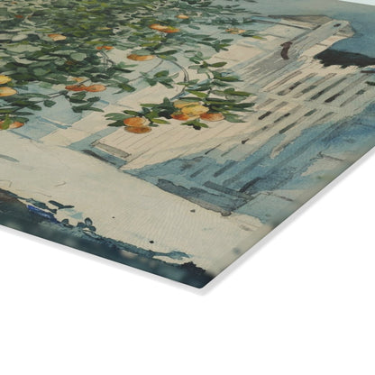 Orange Trees and Gate | Glass Chopping Board - Glass Chopping Board - Piccolo Fiore Prints
