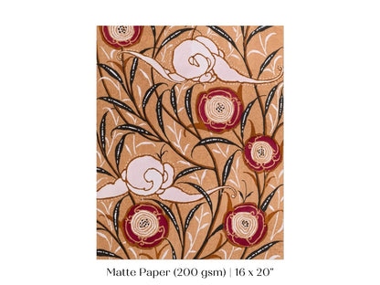 Oriental Art Nouveau Textile Stencil | P260 - Single Art Prints - Piccolo Fiore Prints