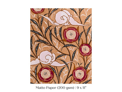 Oriental Art Nouveau Textile Stencil | P260 - Single Art Prints - Piccolo Fiore Prints