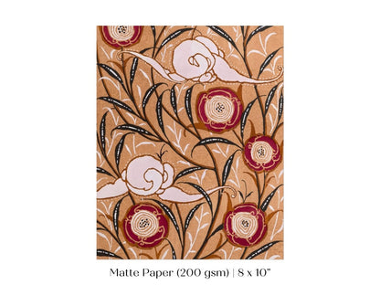Oriental Art Nouveau Textile Stencil | P260 - Single Art Prints - Piccolo Fiore Prints