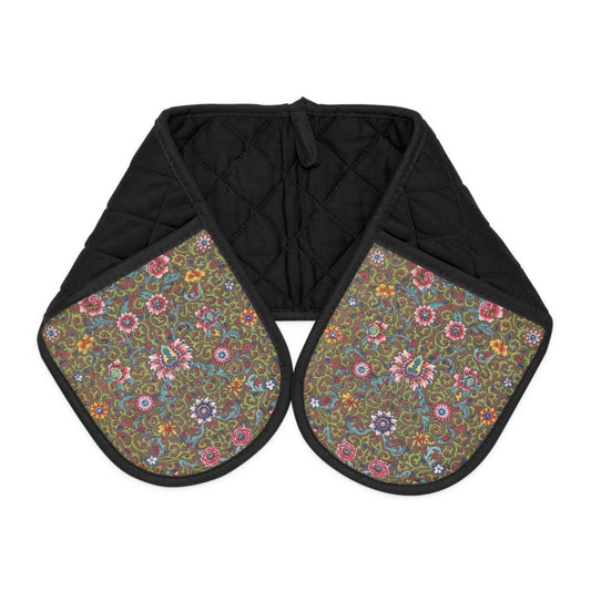 Oriental Botanical in Green and Pink | Double Oven Mitt - Double Oven Mitt - Piccolo Fiore Prints