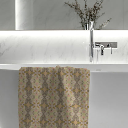 Ortensia Beige and Pistacchio | Bath Towel - Bath Towel - Piccolo Fiore Prints
