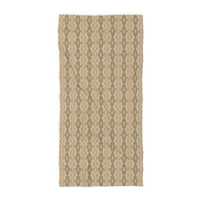 Ortensia Retro Floral Damask Stripe in Beige and Pistacchio Green | Beach Towel - Beach Towel - Piccolo Fiore Prints