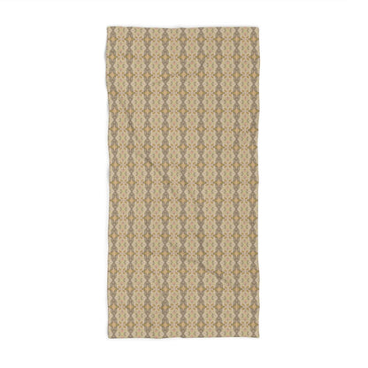 Ortensia Retro Floral Damask Stripe in Beige and Pistacchio Green | Beach Towel - Beach Towel - Piccolo Fiore Prints
