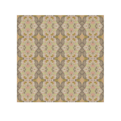 Ortensia Retro Floral Damask Stripe in Beige and Pistacchio Green | Face Towel - Face Towel - Piccolo Fiore Prints