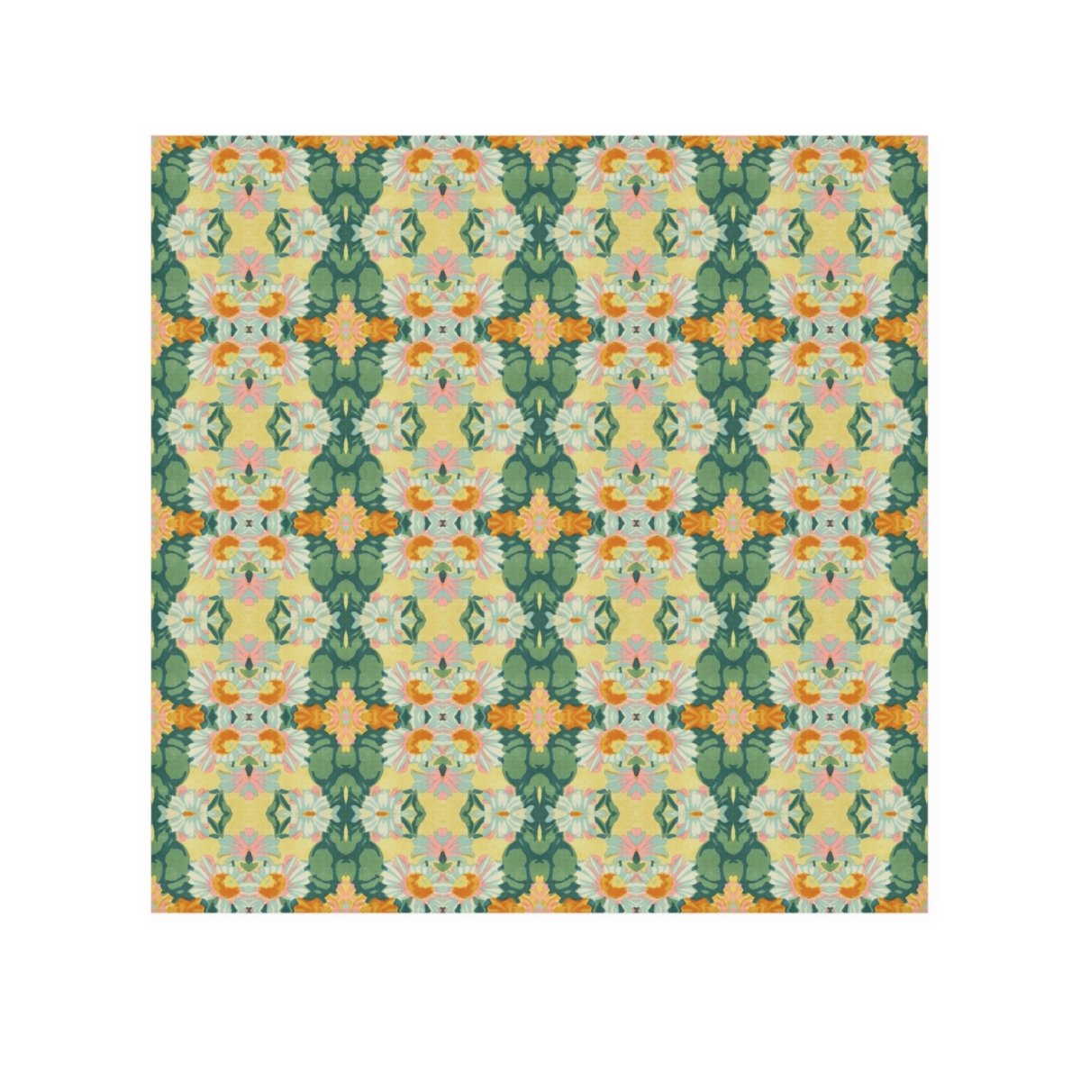Ortensia Retro Floral Damask Stripe in Bright Green and Orange | Face Towel - Face Towel - Piccolo Fiore Prints