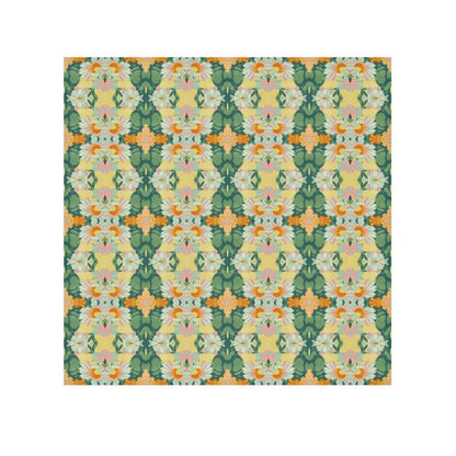 Ortensia Retro Floral Damask Stripe in Bright Green and Orange | Face Towel - Face Towel - Piccolo Fiore Prints