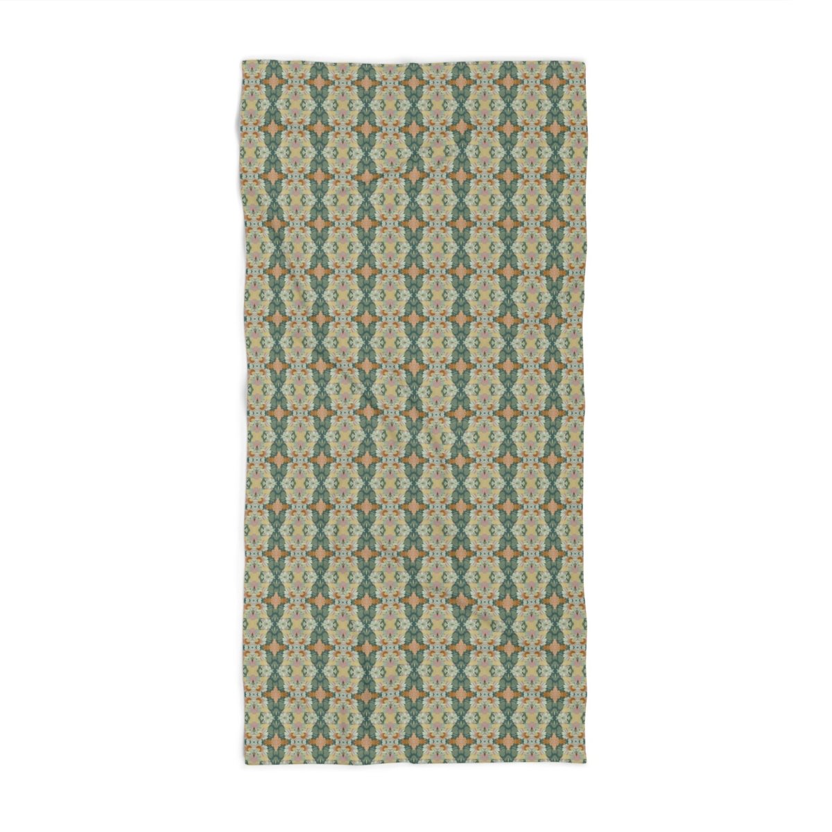 Ortensia Retro Floral Damask Stripe in Muted Green | Bath Towel - Bath Towel - Piccolo Fiore Prints