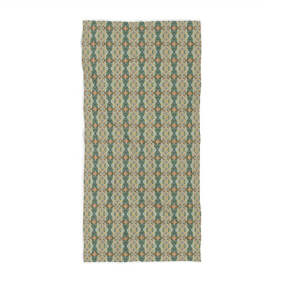 Ortensia Retro Floral Damask Stripe in Muted Green | Bath Towel - Bath Towel - Piccolo Fiore Prints